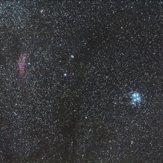 カリフォルニア星雲とプレアデス星団（すばる）