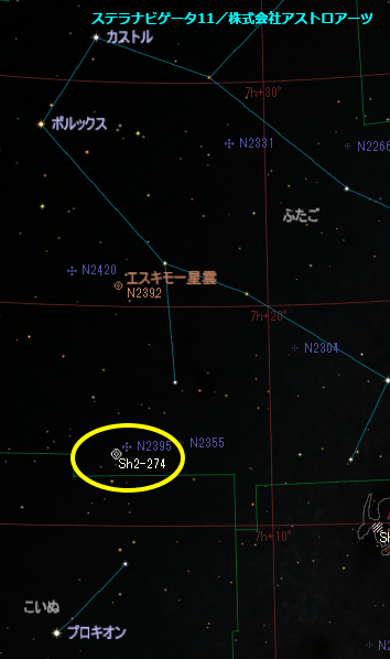 Sh2-274 メデューサ星雲の位置