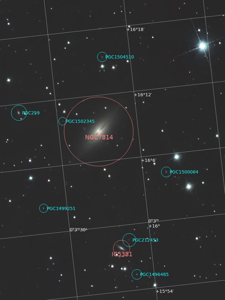NGC7814近辺の系外銀河