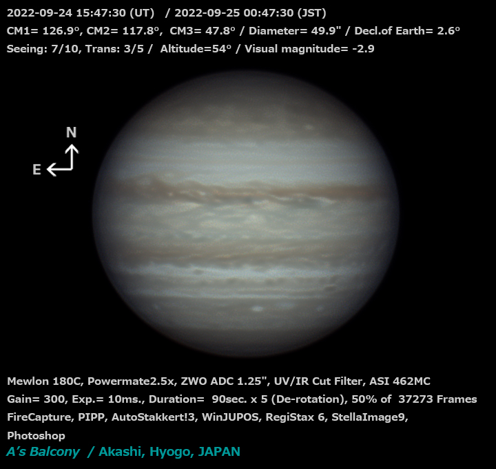 木星 2022/9/25 00:47 (JST)
