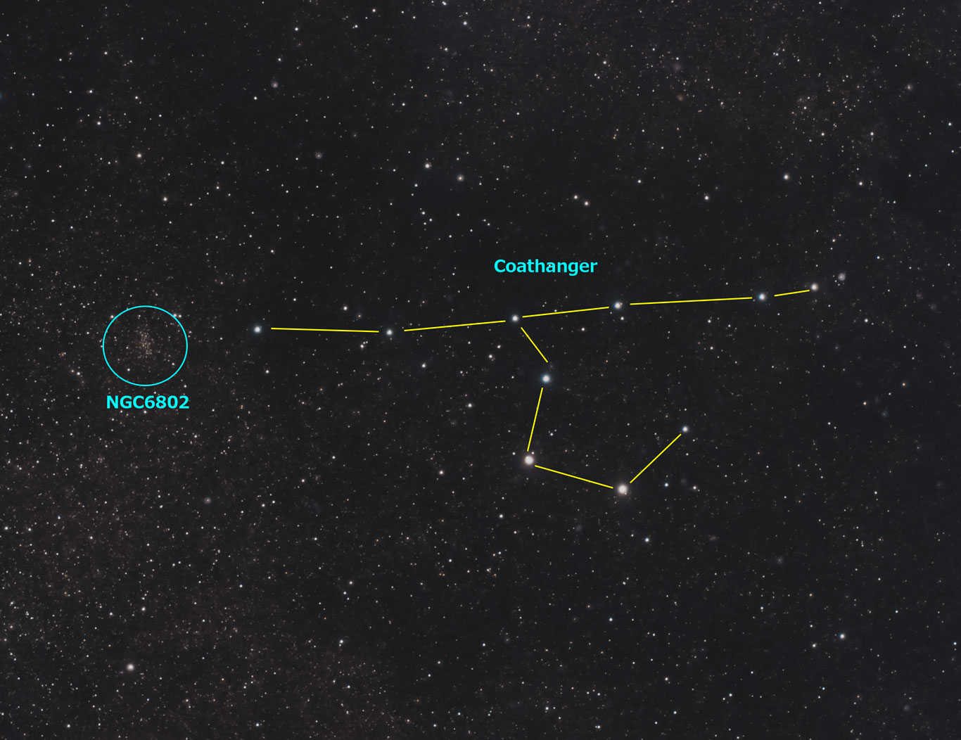 はくちょう座の散開星団NGC6802とコートハンガー星団